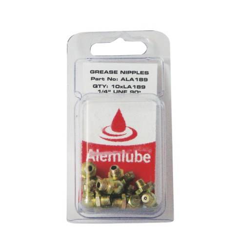 Alemlube Nip 1/4 UNF 90 Deg 10 Pack