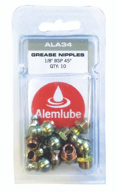 Alemlube Nip 1/8 BSP 45 Deg 10 Pack